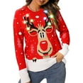 thumbnail image 4 of Womens Christmas Sweater LED Light Up Reindeer Ugly Sweater Built-in Light Bulbs Knitted Sweater XL, 4 of 7