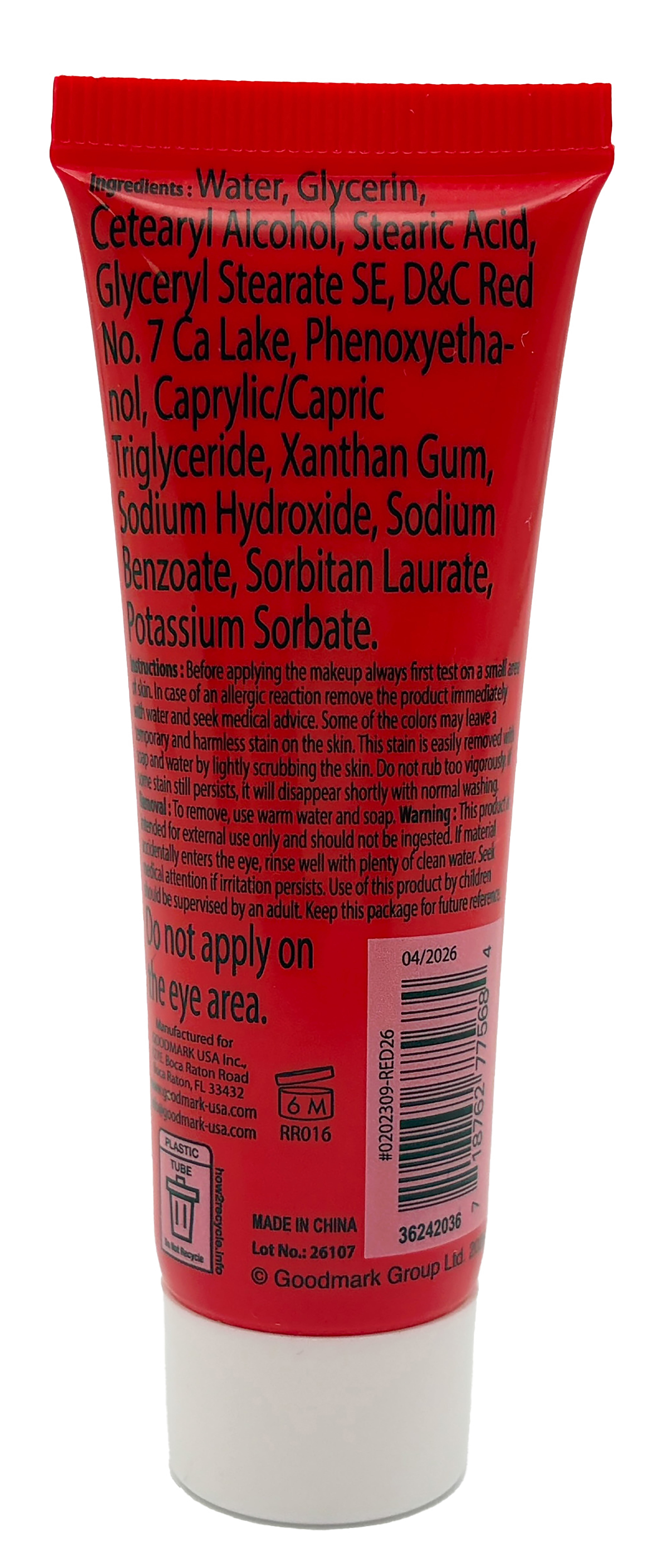 Body Paint, Red, 1oz, Halloween Make-Up for Adults, by Goodmark