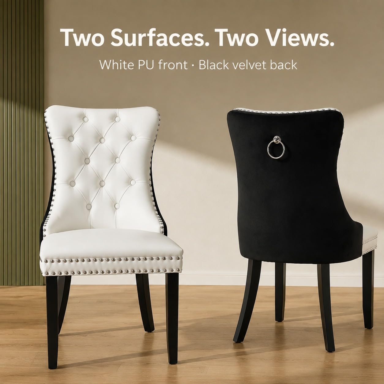 Oduse-Daily Tufted Dining Chairs Set of 2, Two-Tone photo 3