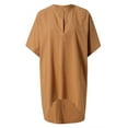 thumbnail image 4 of DuoJiaJ Women Fashion Summer Casual Loose V-Neck Short Sleeve Solid Tops Blouse Women’s Workout Tops Yellow, 4 of 5