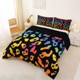 thumbnail image 3 of Manfei Cartoon Rainbow King Size Comforter Sets, Ink Leopard Print Comforters King Size, Black Orange, Black Reversible, 3pcs, 1 Comforter and 2 Pillowcases, 3 of 7