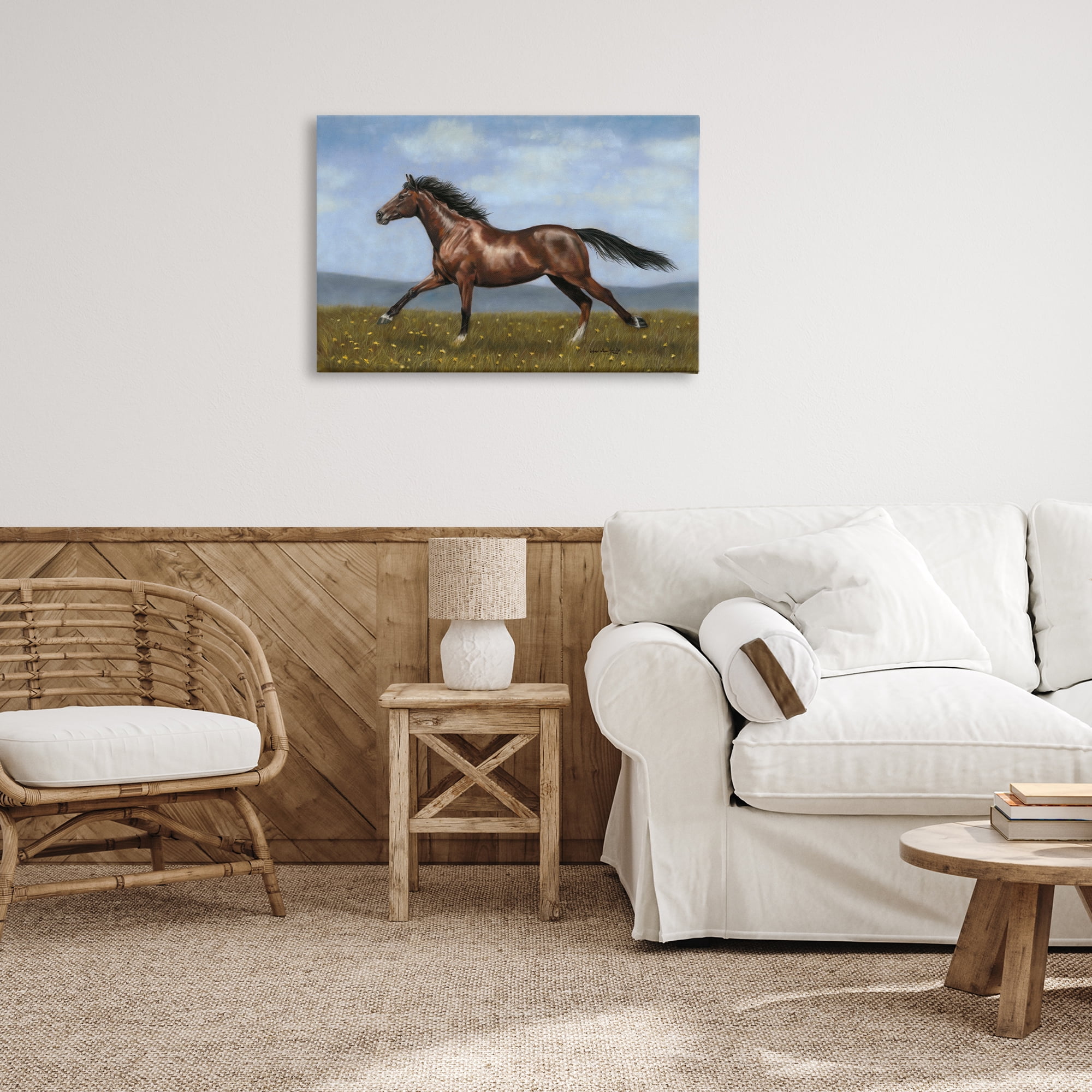 Stupell Industries Brown Running Mare Animals & Insects Painting Gallery Wrapped Canvas Art Print Wall Art, 30 x 20