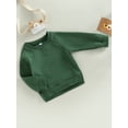 thumbnail image 5 of Canrulo Toddler Baby Boy Girl Solid Cotton Sweatshirt Pullover Crewneck Long Sleeve T-Shirt Tops Spring Fall Clothes Green 18-24 Months, 5 of 7