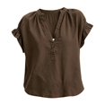 thumbnail image 5 of QASIEATN Women's Trendy Essentials Clothing: Elegant Short Sleeve V Neck Blouse Fall Fashion Outfits for Women, 5 of 6