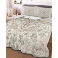 thumbnail image 2 of Quilts Queen Size, Beige Boho Soft Comforter Bedding Set for Bed, Vintage Ethnic Floral Abstract Geometric Lightweight Quilted Bedspread with Pillow Cover(2 Pieces) for All Season, 90x96 Inch, 2 of 6