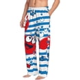 thumbnail image 3 of Kdxio Red Funny Crab on Blue Stripe Print Men's Sleep Pajama Pant Lounge Pants with Pockets, 3 of 8