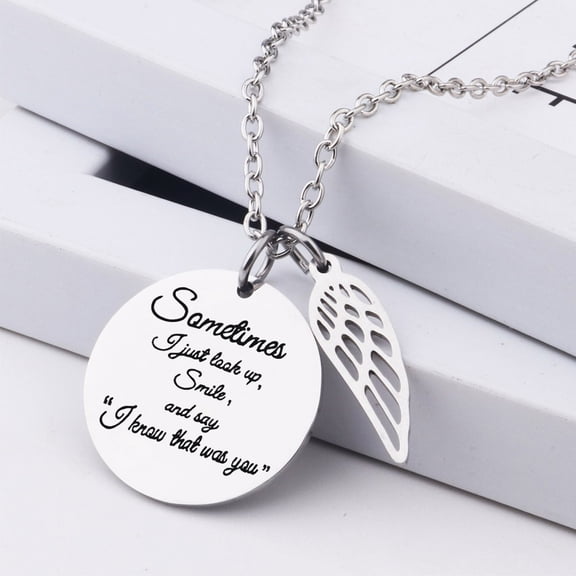 HomeKingdee Angel Wing Pendant Necklace for Women - Diamond-Encrusted Memorial Jewelry with Engraved Message for Sympathy and Remembrance Gifts