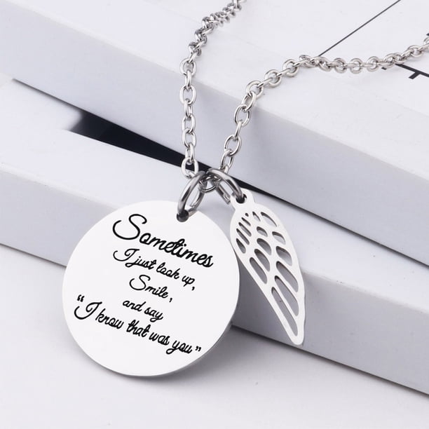 HomeKingdee Angel Wing Pendant Necklace for Women - Diamond-Encrusted Memorial Jewelry with Engraved Message for Sympathy and Remembrance Gifts