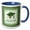 Blue/White, variant on 3drose, Graduation Cap, Diploma, Faded Dots, Green Frame, Leaves, 2019, Green, 11oz Mug