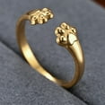 thumbnail image 2 of Stainless Steel Adjustable Size Cat Dog Pet Paw Style Holiday Party Wedding Statement Ring, 2 of 4