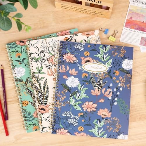 Quivanta 3 Pack Spiral Notebook Journal for Women College Ruled Notebook 120 Pages A4 Aesthetic Journaling Notebooks for Work School Office Home, 8.5 x 11 Inches Notebooks for Valentine Gifts
