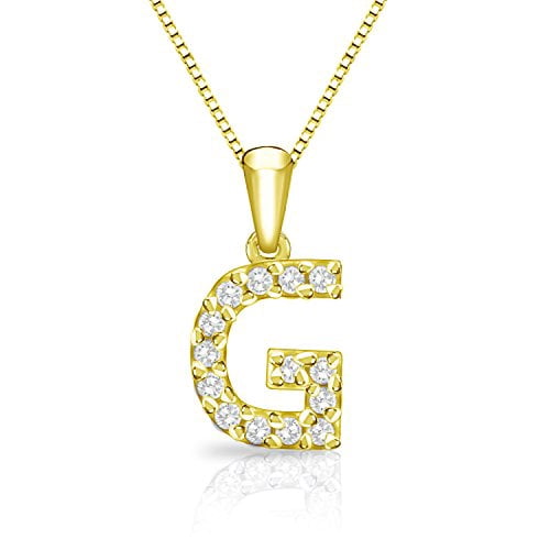 G Diamond Initial Pendant Necklace 