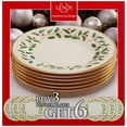 thumbnail image 6 of Lenox Holiday 6-Piece Dinner Plate Set with Gold Rim, Porcelain, 6 of 7