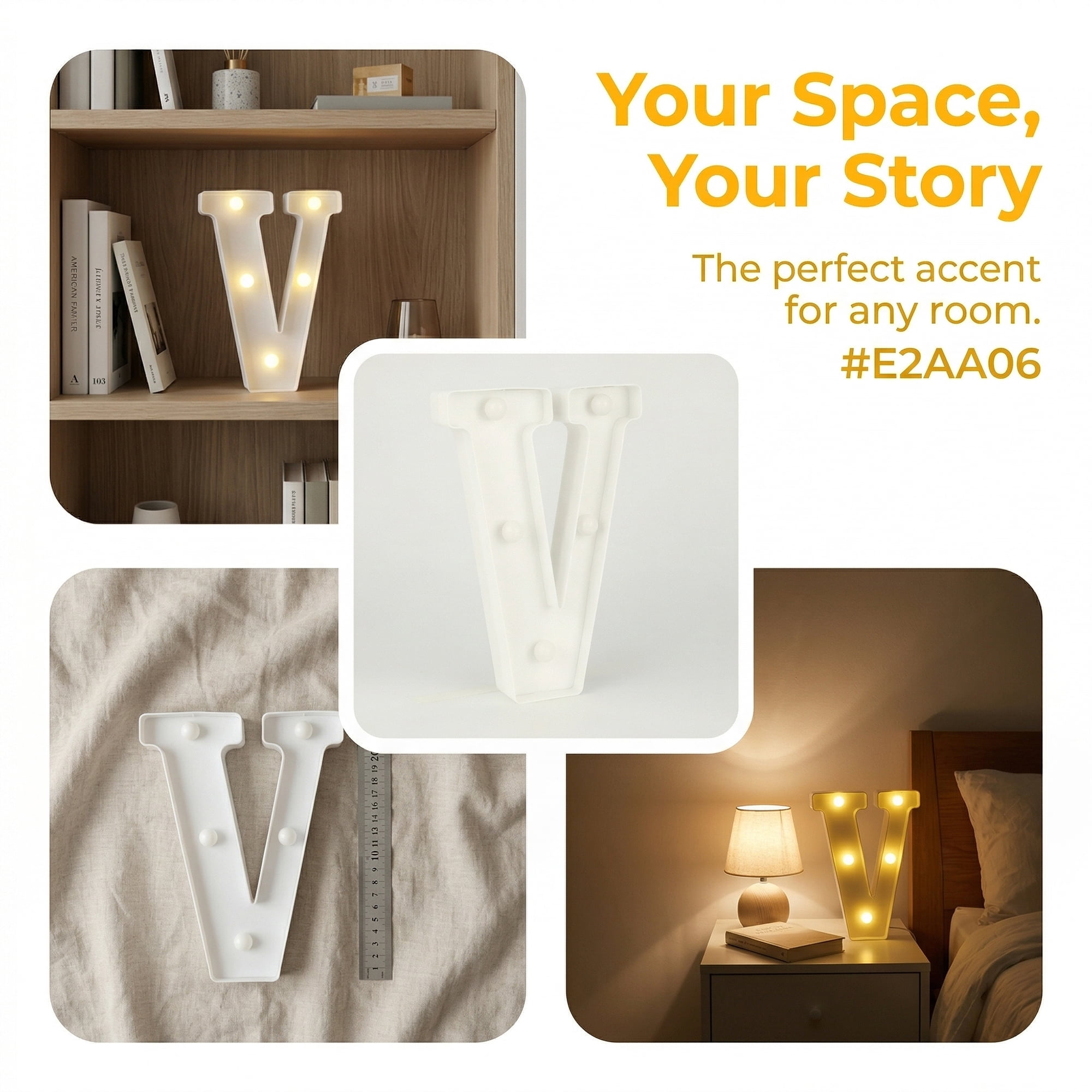 Unique Bargains Marquee Letters With Lights LED Light Up Signs Letter V 5.5"L x 1.3"W x 8.1"H