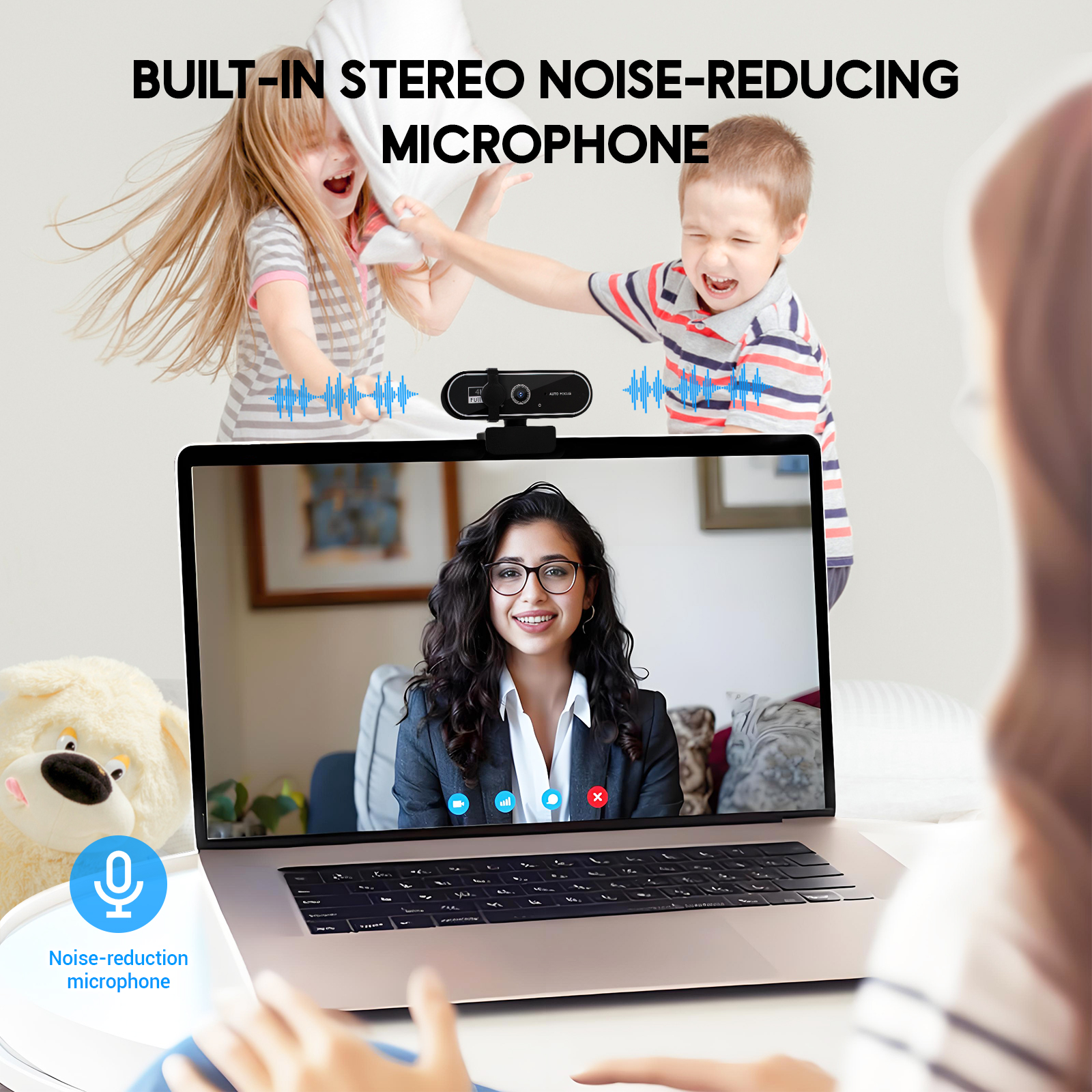 Atzeste 4K Webcam with Autofocus, Dual Mics, 120° FOV photo 6
