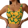 thumbnail image 3 of Goofa Orange Lemon Printed Sports Bras for Women, High Impact Running Bra Workout Crop Tank Tops Longline Sports Bra Push up-XX-Large, 3 of 9