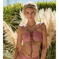 thumbnail image 4 of PilyQ DUSTY ROSE Ruffle Lace Up Bikini Swim Top, US Small, 4 of 6