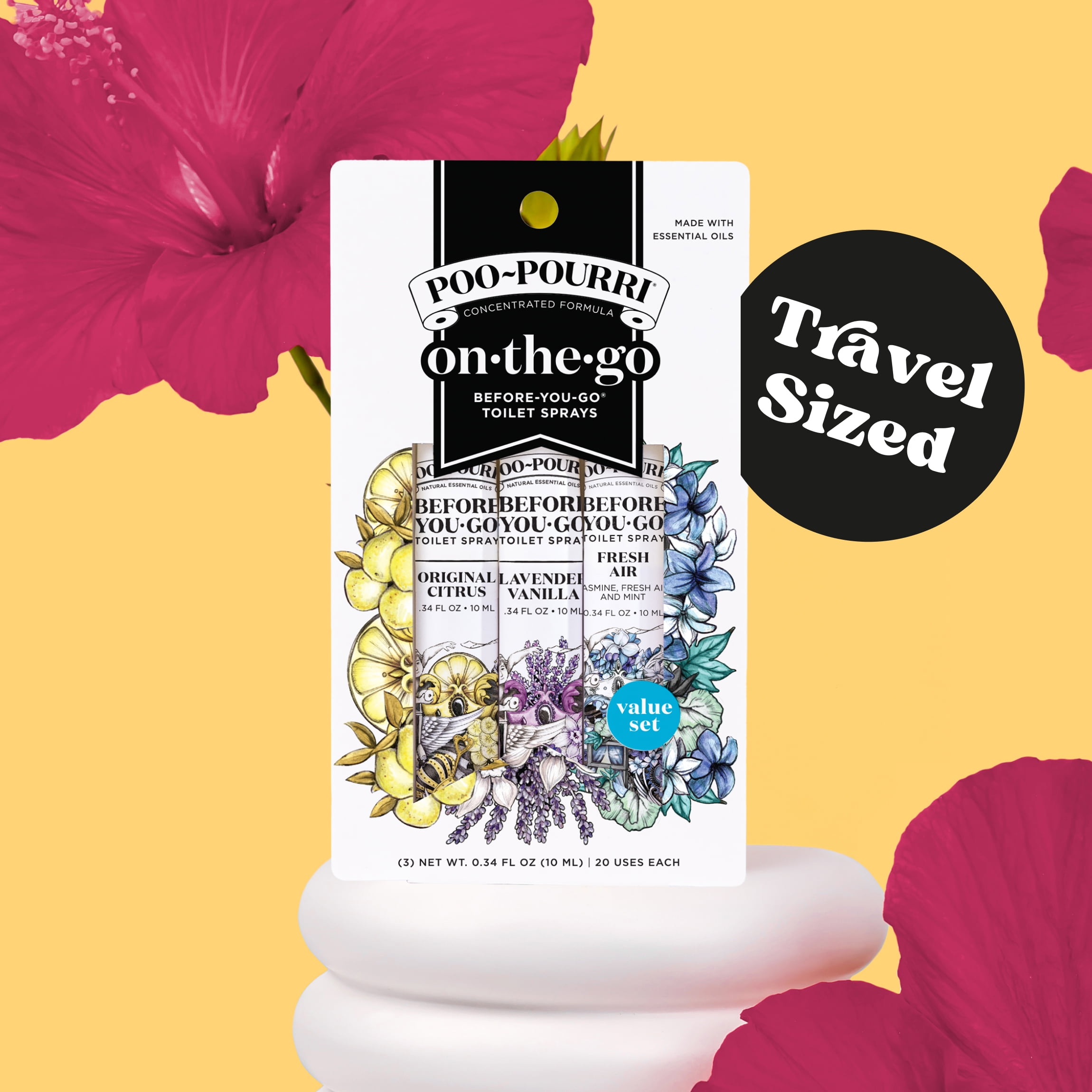 Poo-Pourri Before-You-Go Toilet Spray, On-The-Go, Travel Size Variety 10 mL - Original Citrus, Lavender Vanilla and Fresh Air