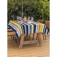 thumbnail image 4 of 52x70 Inch Outdoor Tablecloth with Umbrella Hole Zipper Rectangle Navy Blue Yellow Striped Rectangular Tablecloths Outside Waterproof Farmhouse Vintage Stripe Patio Table Cloth Cover for Picnic Party, 4 of 8