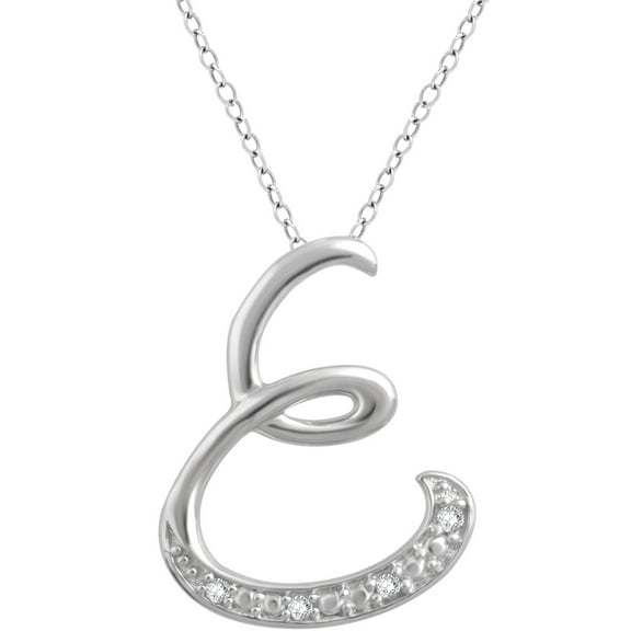 Diamond Accent Sterling Silver "E" Initial Pendant, 18" Chain