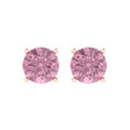 thumbnail image 3 of Rose Solid Solid Gold Solitaire Stud Everyday Dainty Earrings - 4 Ct Brilliant Round Cut Studs Pink Diamond 14K, Everyday Dainty Earrings Push Back, 3 of 7