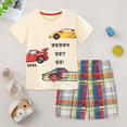 thumbnail image 2 of Boys' 2-Piece Summer Outfit 6-12 Months 12-24 Months 2T 3T 4T 5T 6T 7T Children Short Sleeve Graphic T-Shirt and Cargo Shorts Set 5-6 Years, 2 of 7