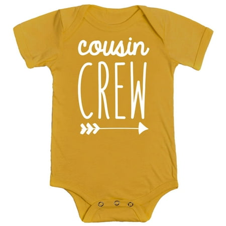 

Cousin Crew Arrow T-Shirts and Bodysuits for Baby and Toddler Boy and Girls Fun Family Outfits White on Mustard Bodysuit 24 Months