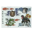 thumbnail image 1 of Dragon Cutting Board, Japanese Manga Dragon with a Man with Kimono Geisha Tribal Characters, Decorative Tempered Glass Cutting and Serving Board, Large Size, Green Blue, by Ambesonne, 1 of 1