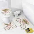 thumbnail image 4 of 4 Piece Shower Curtain Sets Pink Tulips Bicycle Shower Curtain And Rugs Shower Curtain Set Flowers Summer Spring Mother's Day 12 Hooks for Bathroom Decor Sets 72inch X 72inch, 4 of 8
