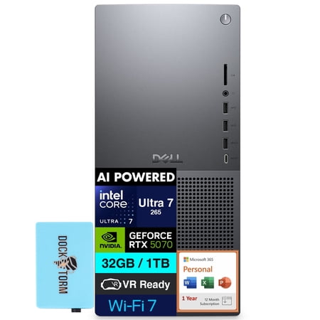Dell Tower Plus EBT2250 AI Powered Desktop (Intel Ultra 7-265, 64GB DDR5, 8TB PCIe SSD, GeForce RTX 5070, Win 11 Pro) w/Microsoft 365 Personal , DKZ USB Port Expander