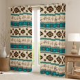 thumbnail image 3 of Homewish Western Hippie Aztec Black Out Curtains for Adult, Cowboy Cowgirl Curtains Pack of 2 (42x63 Each), Wheat Teal Triangle Abstract Bedroom Curtains, Blackout Curtains Home Decor, 3 of 7