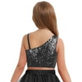 thumbnail image 2 of SiiRoh Kids Girls Sequin Crop Top Off Shoulder Sparkly Pageant Prom Party Tank Tops Dancewear Black 6, 2 of 6