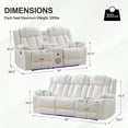 thumbnail image 3 of Othniel Power Recliner Sofa Set 5-Seater with Bass Speaker, Zero Gravity, Wireless Charger, LED Light, Faux Leather, USB & Type-C Ports,Reclining Loveseat,Couch with Recliner White, 3 of 8