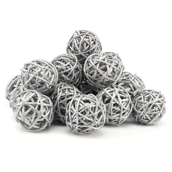 20Pcs Rattan Balls Decorative DIY Vase Bowl Filler Ornament Natural Decorative Wicker Rattan Balls for Home Party Garden Wedding Party Christmas Decoration[White]