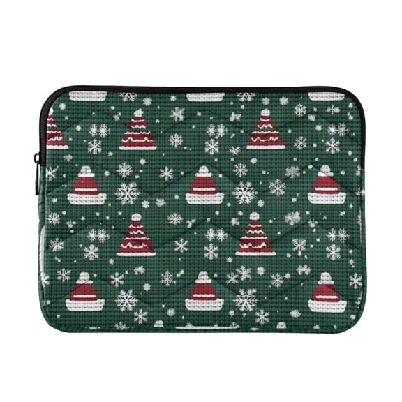 FORMRS 13"-13.3" Laptop Sleeve Protective Case Soft Carrying Quilted Computer Bag Cover, Red Christmas Trees