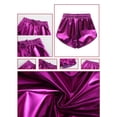 thumbnail image 3 of CPNG Girls Metallic Shorts Sparkly Shiny Hot Shorts Dance Athletic Shorts Elastic High Waist Drawstring Shorts(Purple,7-8 Years), 3 of 3