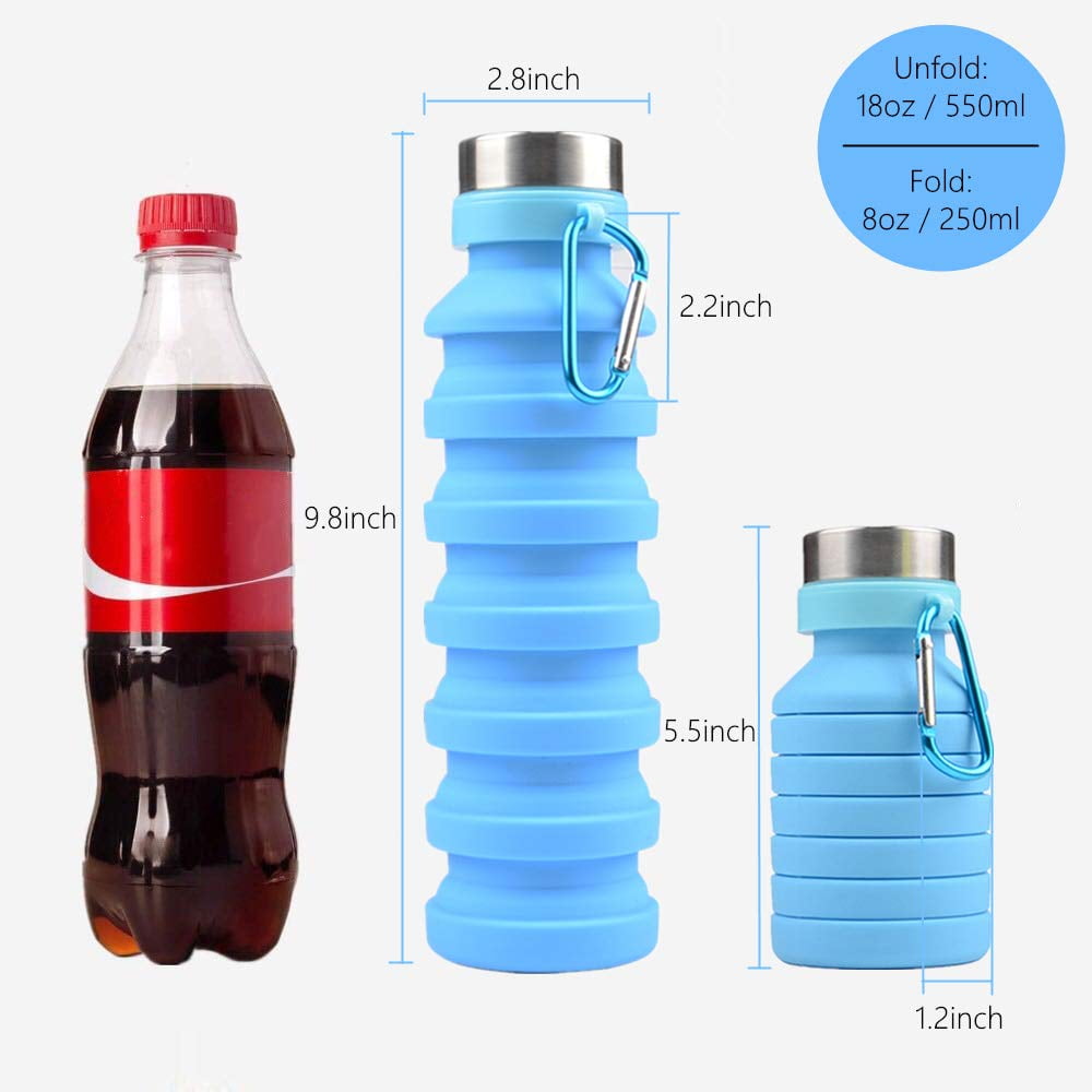Running etc Camping Details about   Acrico Collapsible Water Bottle for Travel Hiking Gym 
