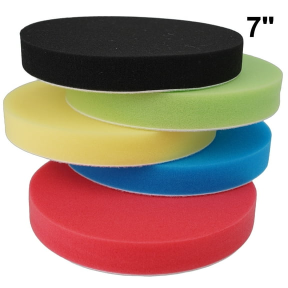 KDJ 5pcs Set 7 inches Car Round Flat Polishing Foam Buffing Sponge for Pads Tool