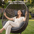 thumbnail image 3 of RADIATA Patio Oversized Hanging Egg Chair with Stand and 5.1" Cushion, Indoor Outdoor Wicker Bird Nest Swing Chair for Patio, Porch & Sunroom, 360 lb Capacity, Dark Gray, 3 of 8