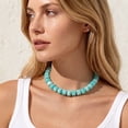 thumbnail image 2 of APSVO 18K Gold Plated Mint Blue Chunky Beaded Necklaces for Women Boho Choker Chain Fashion Statement Accessories Prom Wedding Birthday Summer Jewelry Gifts Mom Girlfriend Adults Lady Wife Teen Her, 2 of 7