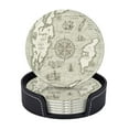 thumbnail image 2 of PAYOHTO Vintage Nautical Route Map Premium PU Leather Coasters Set - 6 Stylish Round Drink Coasters with Storage Box for Home and Office Use, 2 of 6