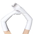 thumbnail image 2 of WTXUE Leather Gloves for Women, Long Tight Color Women Unisex Performance Party Leather Solid Gloves Retro Sexy Fashion Accessory, White, 2 of 2
