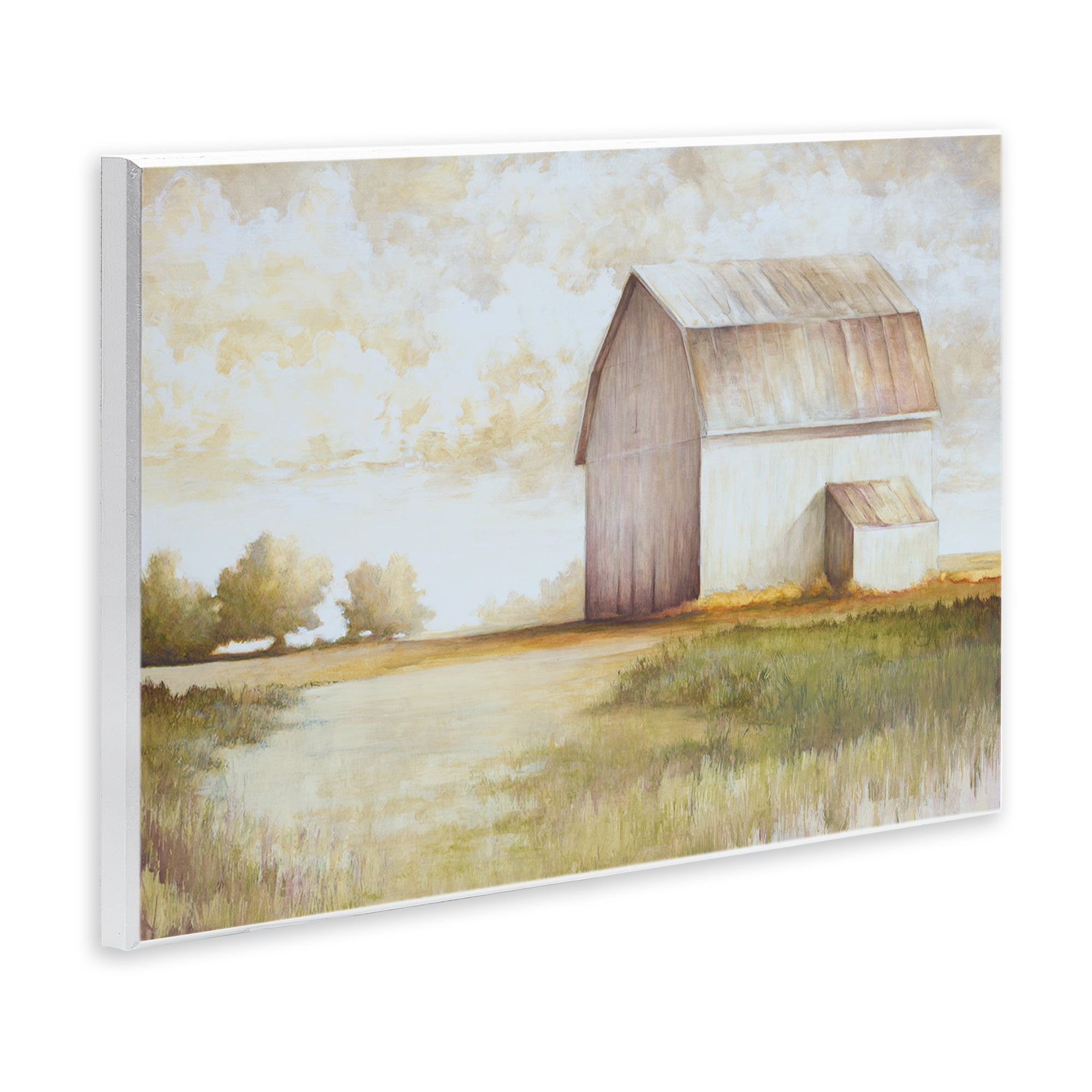 Stupell Industries Neutral Distant Barn Landscape Painting Unframed Art Print Wall Art, 19 x 13