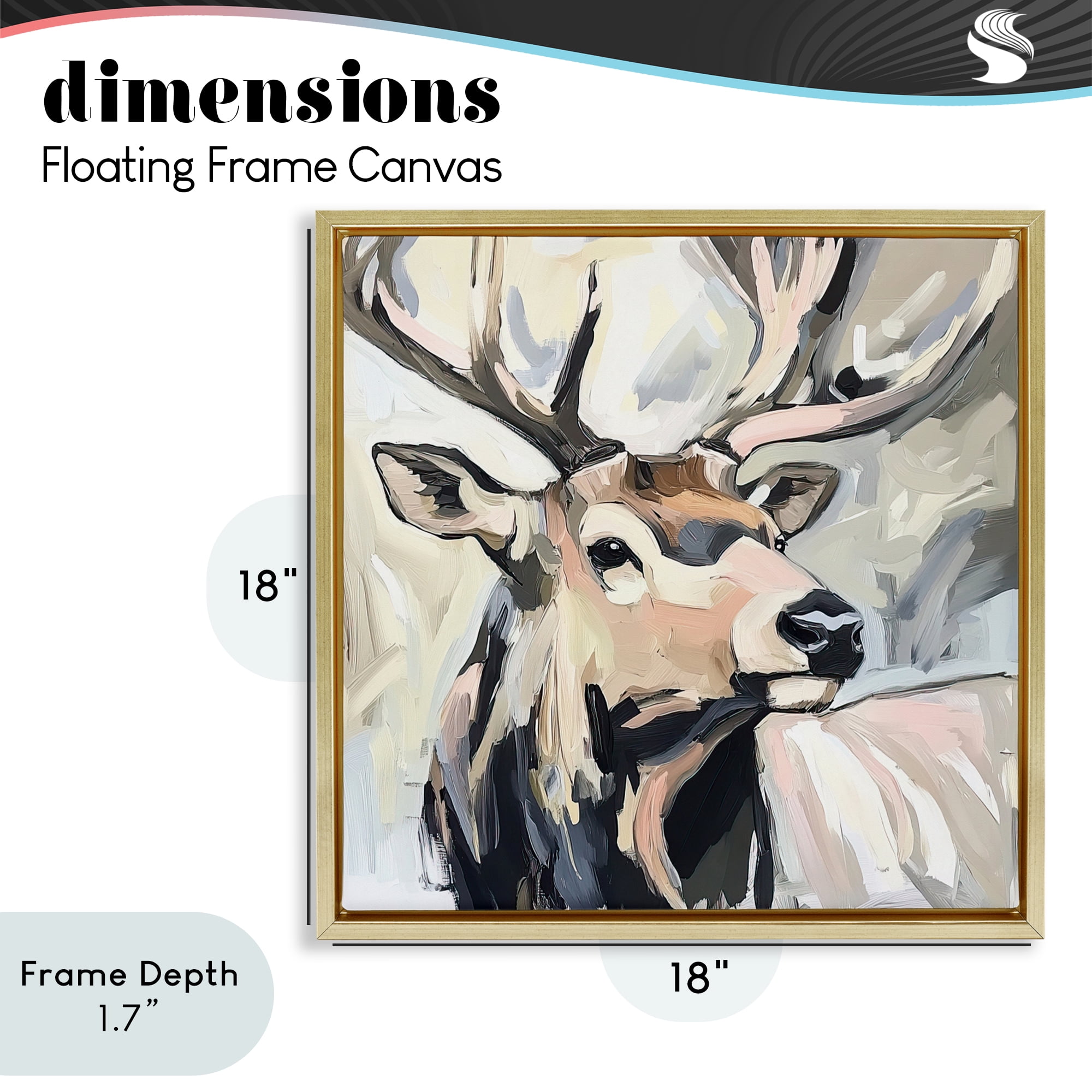 Stupell Industries Neutral Bull Elk Portrait Gold Framed Floater Canvas Wall Art, design by Tina LeCour
