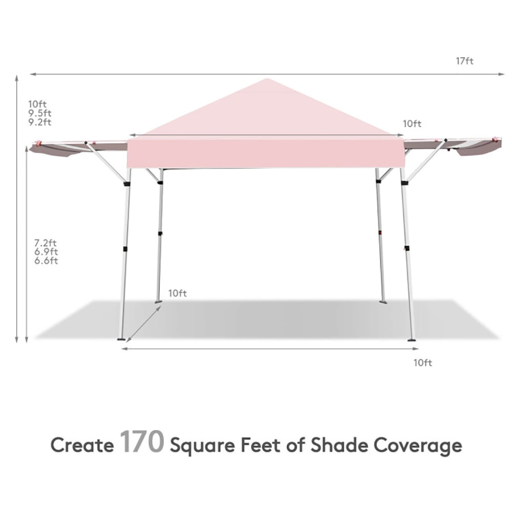 Aimee Lii 17 Feet x 10 Feet Foldable Pop Up Canopy with Adjustable Instant Sun Shelter, Backyard Canopy Gazebo, Pink