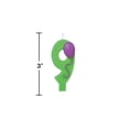 thumbnail image 2 of Party Central Pack of 6 Green and Purple Molded Numeral "9" with Balloon Birthday Party Candles 3.5", 2 of 2