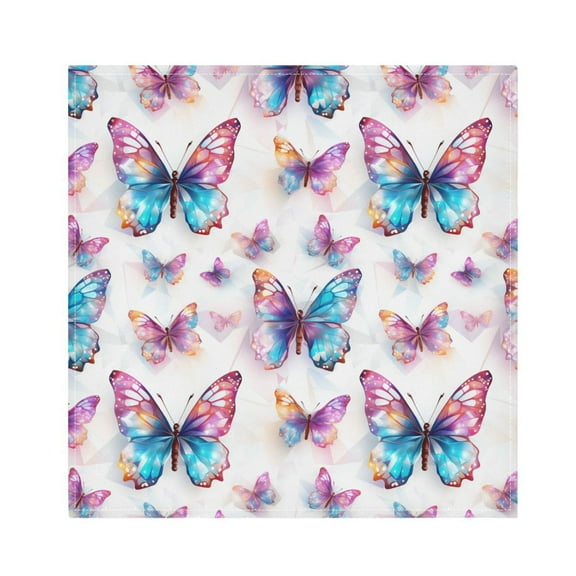 JSTEL Rainbow Butterfly Cloth Napkins Set of 1, 20x20 Inch Washable and Reusable Napkin for Decoupage Dinner Party Everyday Use