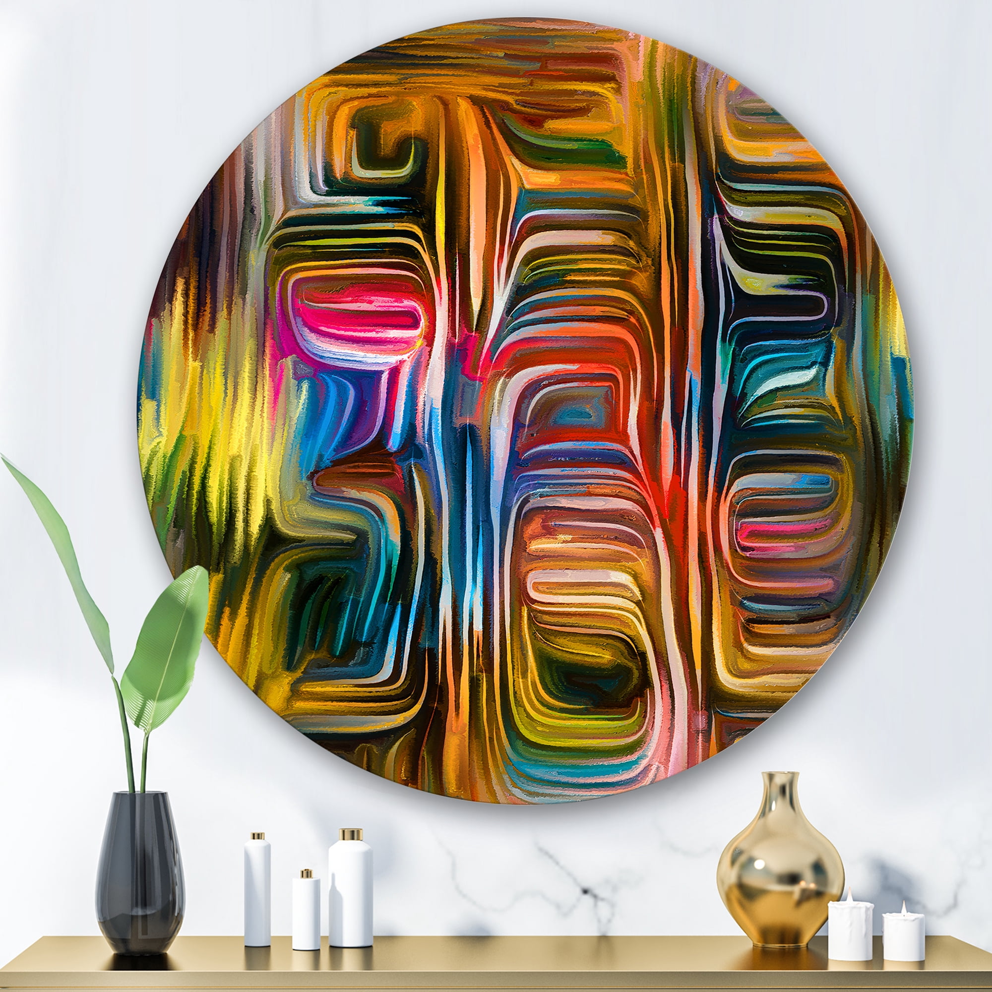 Designart 'Colour Spiral Fusion II' Modern Circle Metal Wall Art