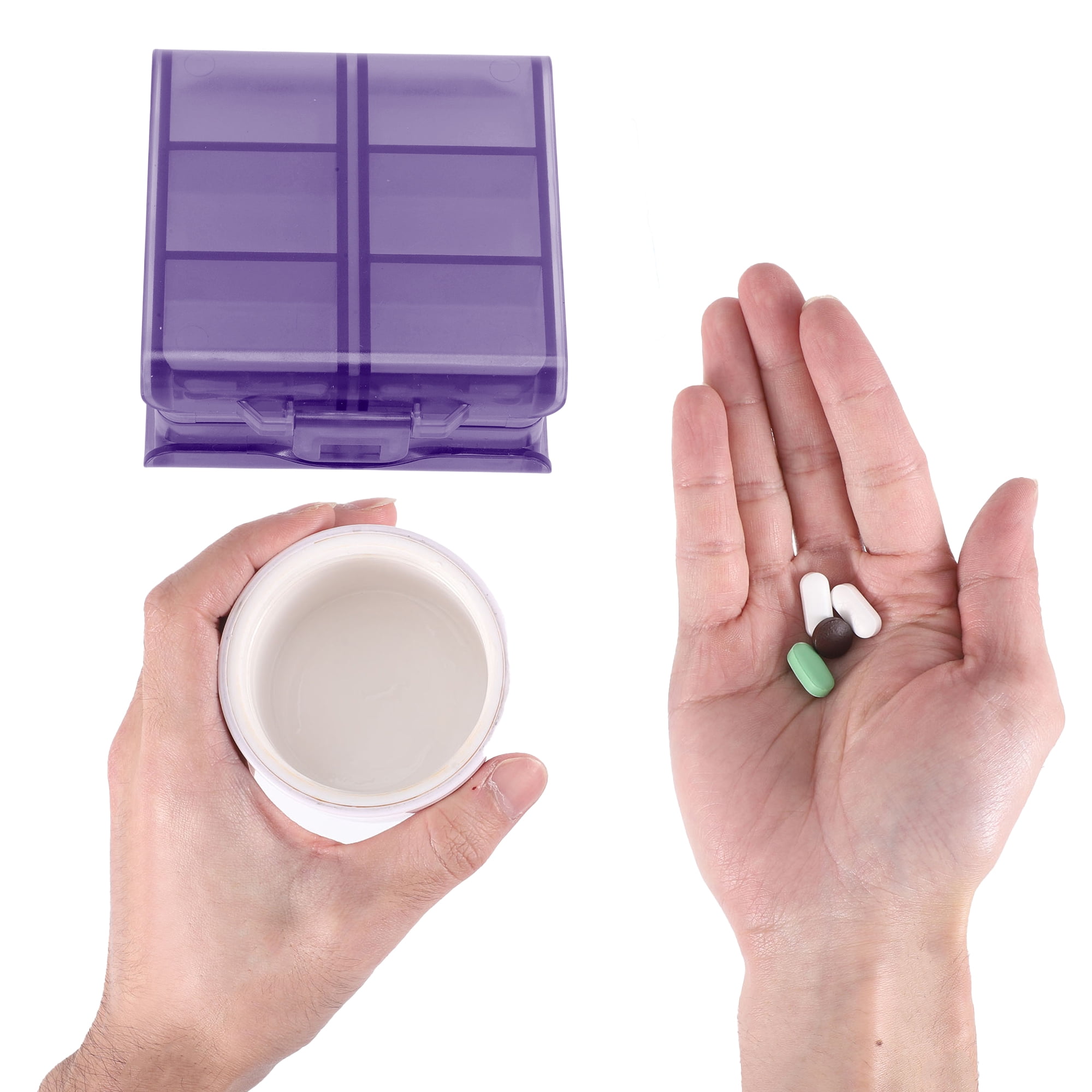 Unique Bargains 12 Grid Portbale Durable Design Pill Case 1 Pc Matt Purple