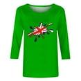 thumbnail image 4 of OKBOP Casual Tops for Women 3/4 Sleeve Green Uk Flag Crew Neck T-Shirts Ladies Shirts and Tops, 4 of 4